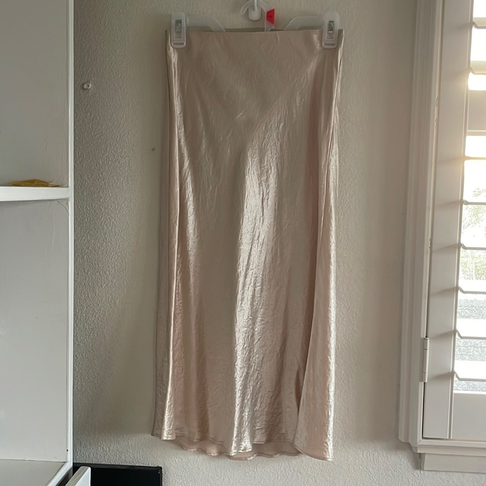 Babaton champagne midi skirt
